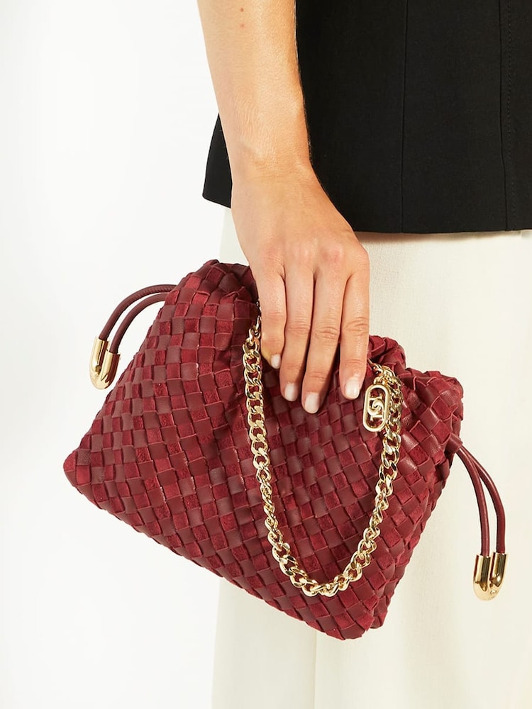 Dune London Red Primrose S Small Woven Drawstring Bag - Image 1 of 5