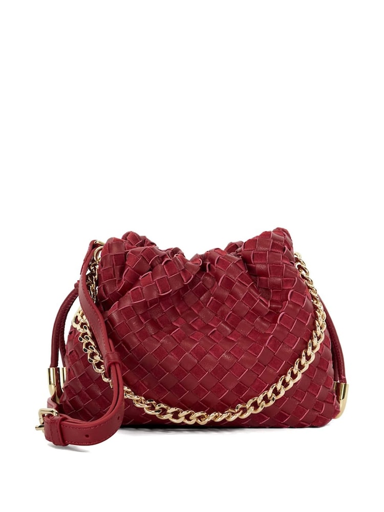 Dune London Red Primrose S Small Woven Drawstring Bag - Image 2 of 5