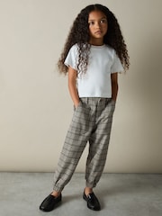 Reiss Grey Annika 4-9 yrs Check Woven Joggers - Image 1 of 4