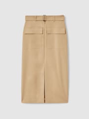 Reiss Camel Oakley Cargo Pencil Skirt With Cotton - Image 2 of 6