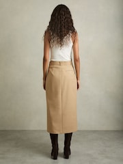 Reiss Camel Oakley Cargo Pencil Skirt With Cotton - Image 5 of 6