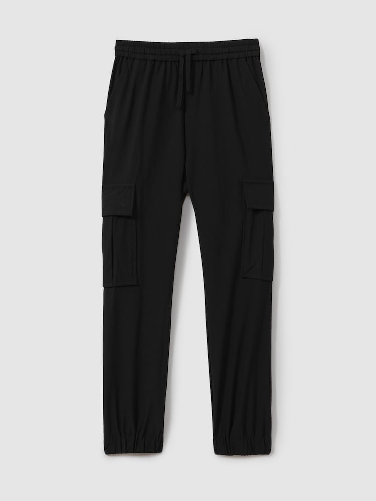 Reiss Black Lucian Technical Drawstring Trousers - Image 2 of 4
