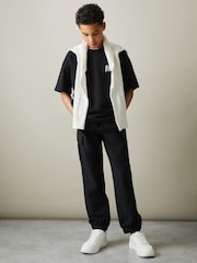Reiss Black Lucian Technical Drawstring Trousers - Image 3 of 4