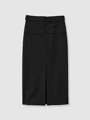 Reiss Black Oakley Cargo Pencil Skirt With Cotton - Image 2 of 7