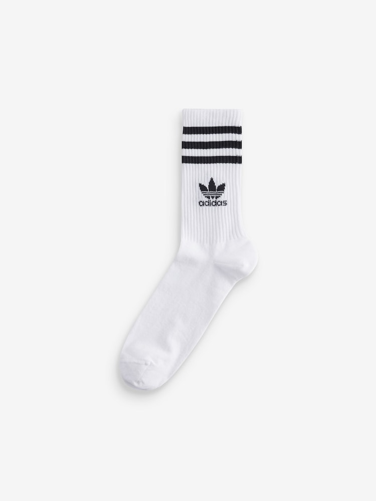adidas Originals White 3 Stripe Crew Socks 10 Pack - Image 2 of 11