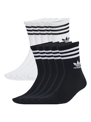 adidas Originals White/Black 3 Stripe Crew Socks 10 Pack - Image 1 of 4