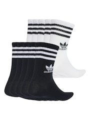 adidas Originals White/Black 3 Stripe Crew Socks 10 Pack - Image 2 of 4