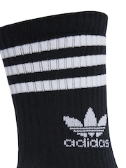 adidas Originals White/Black 3 Stripe Crew Socks 10 Pack - Image 3 of 4