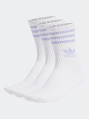 adidas Originals White/Purple Mid Cut Crew Socks 3 Pack - Image 1 of 1