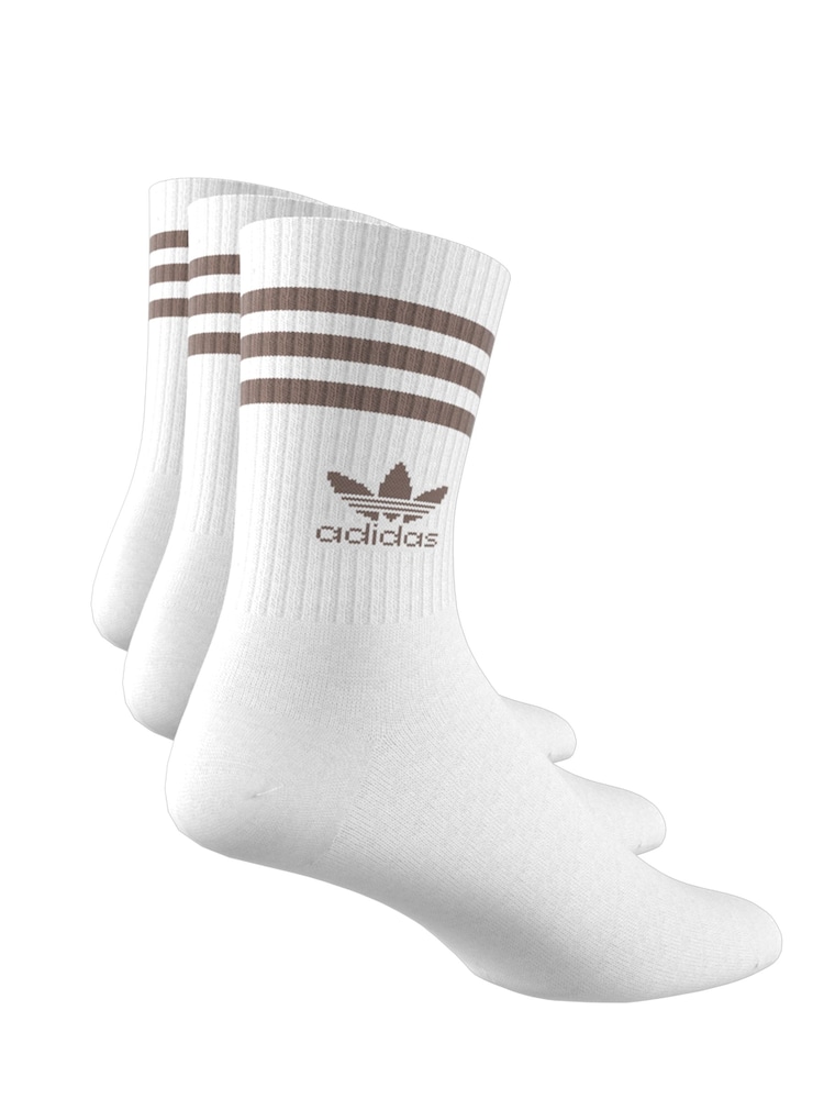 adidas originals White 3 Stripe Crew Socks - Image 5 of 6