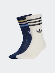 adidas Originals White/Blue White/Blye Liberty London Crew Socks 2 Pack - Image 1 of 4