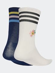 adidas Originals White/Blue White/Blye Liberty London Crew Socks 2 Pack - Image 2 of 4