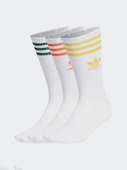 adidas Originals White/Gold Mid Cut Crew Socks 3 Pack - Image 1 of 1