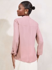 Lipsy Pink Zip Front Utility Pocket Blouse - Image 4 of 4