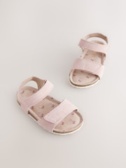 Pink Suede Wide Fit (G) Touch Fastening Corkbed Sandals - Image 1 of 5