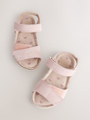 Pink Suede Wide Fit (G) Touch Fastening Corkbed Sandals - Image 3 of 5