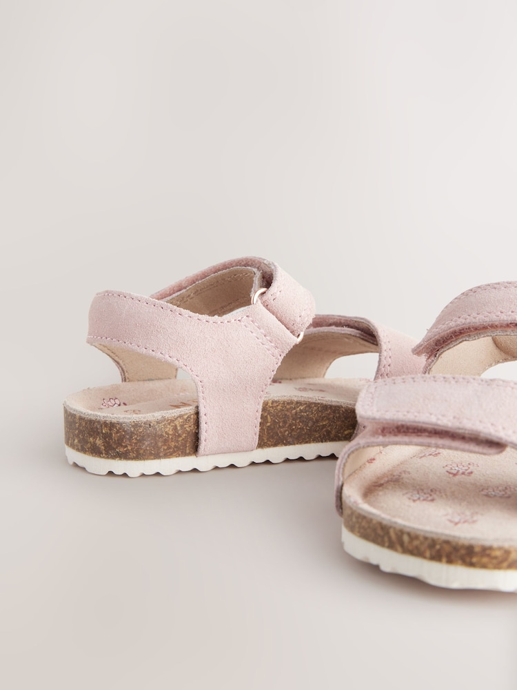Pink Suede Standard Fit (F) Touch Fastening Corkbed Sandals - Image 5 of 5