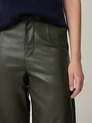 Jigsaw Green Leather Barrel Leg Trousers - Image 2 of 6