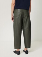 Jigsaw Green Leather Barrel Leg Trousers - Image 5 of 6