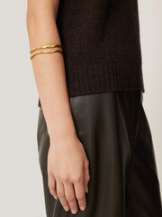 Jigsaw Gold Tone Organic Wave Bangle - Image 1 of 4