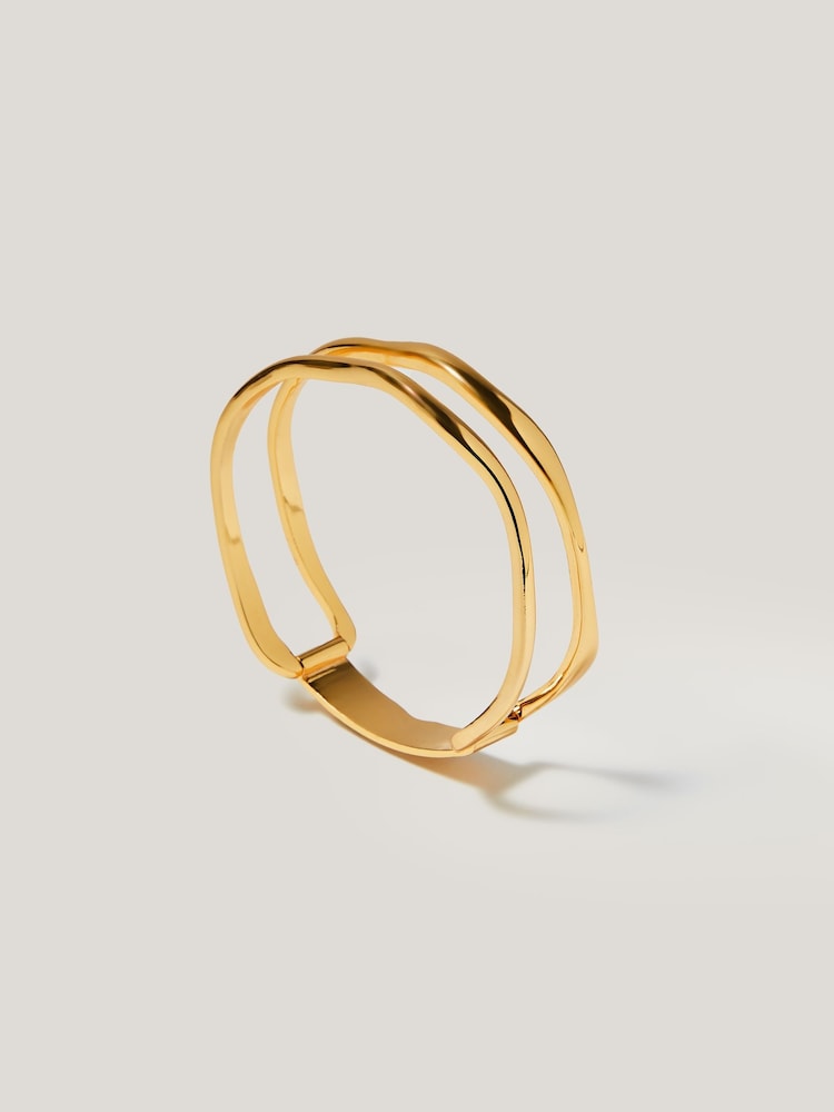 Jigsaw Gold Tone Organic Wave Bangle - Image 2 of 4