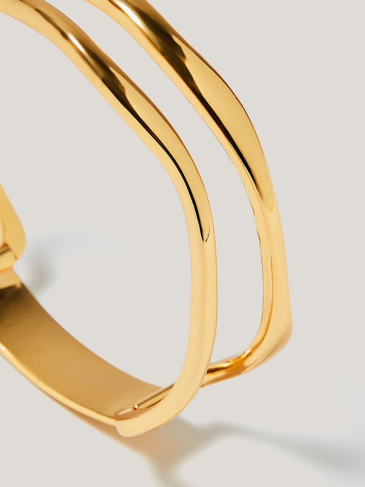 Jigsaw Gold Tone Organic Wave Bangle - Image 4 of 4