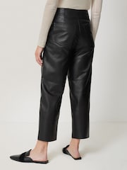 Jigsaw Black Leather Barrel Leg Trousers - Image 5 of 6