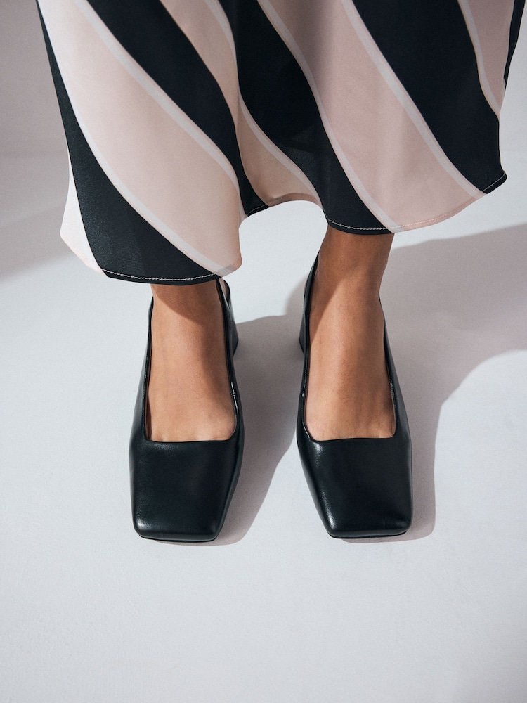 Black Forever Comfort® Square Toe Block Heel Slingbacks Shoes - Image 2 of 4
