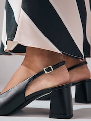 Black Forever Comfort® Square Toe Block Heel Slingbacks Shoes - Image 4 of 4