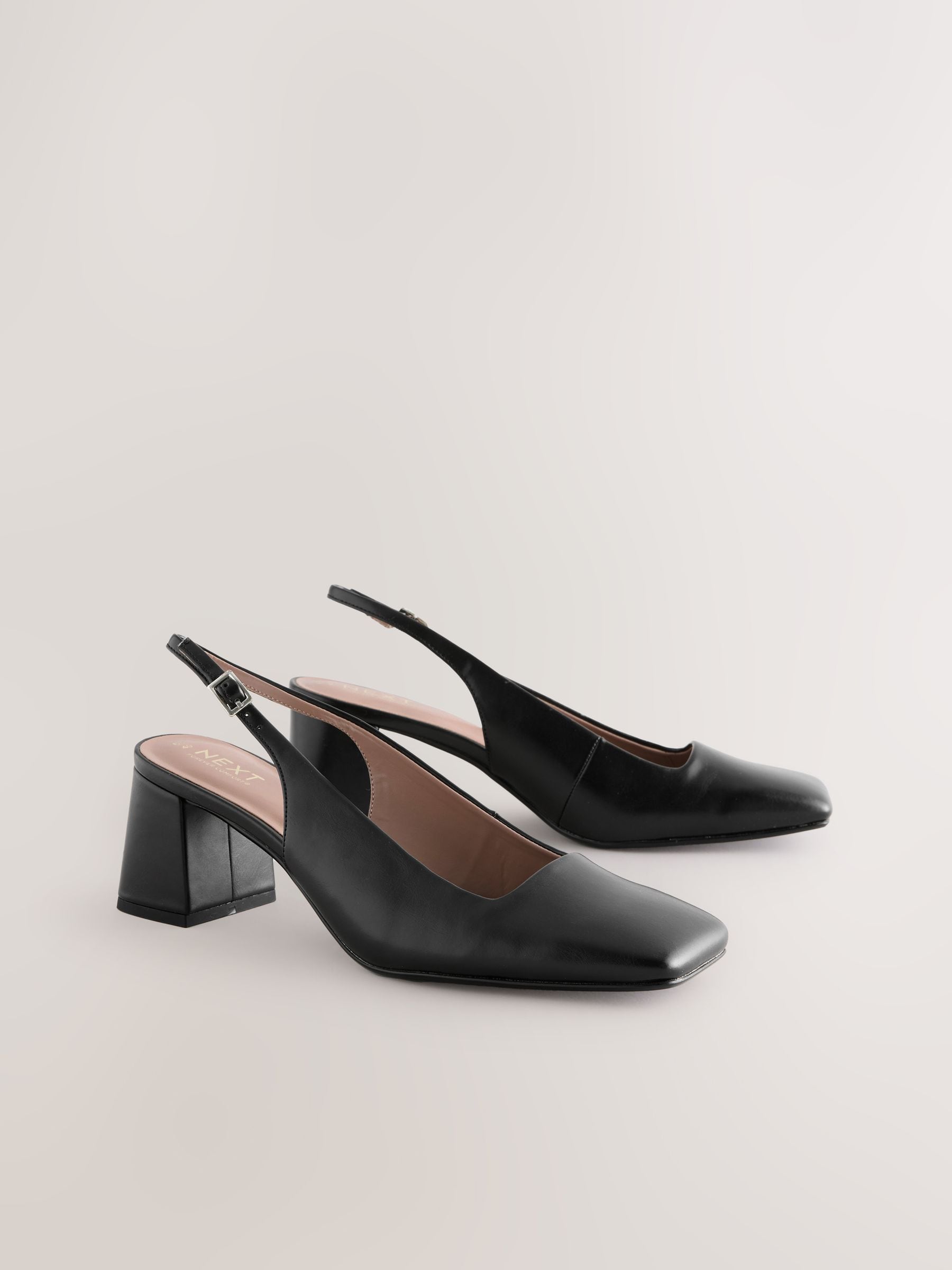 Buy Black Square Toe Block Heel Slingbacks Shoes from Next USA
