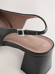 Black Square Toe Block Heel Slingbacks Shoes - Image 8 of 9