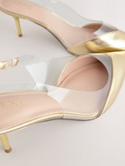 Gold Forever Comfort® Point Toe Detail Vinyl Slingback Heels - Image 6 of 6