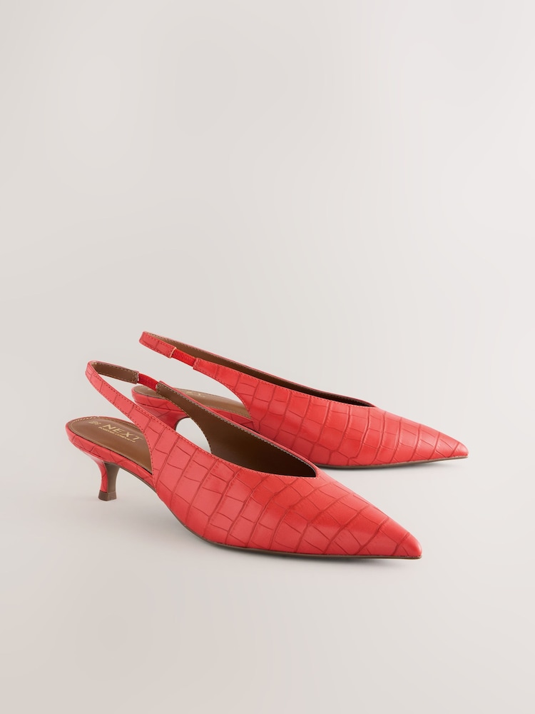Orange Standard/Wide Fit Forever Comfort® Point Toe Low Slingback Kitten Heels - Image 1 of 6