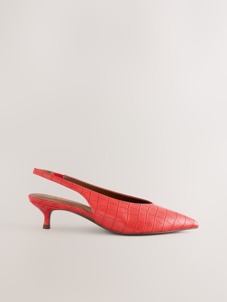 Orange Standard/Wide Fit Forever Comfort® Point Toe Low Slingback Kitten Heels - Image 2 of 6