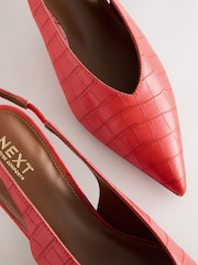Orange Standard/Wide Fit Forever Comfort® Point Toe Low Slingback Kitten Heels - Image 4 of 6