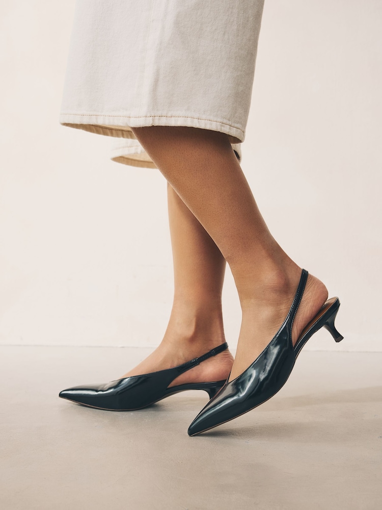 WAYDERNS Women's Pointed Toe Kitten Heel Pumps - 2 Inch, Ankle Strap, Slingback, Buckle, Matte, Office & Casual