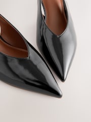 Black Standard/Wide Fit Forever Comfort® Point Toe Low Slingback Kitten Heels - Image 4 of 5