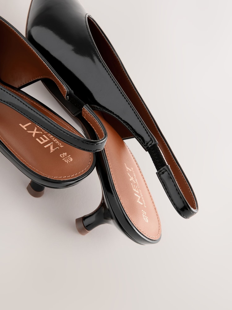 Black Standard/Wide Fit Forever Comfort® Point Toe Low Slingback Kitten Heels - Image 5 of 5