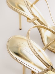 Gold Forever Comfort® Square Toe Jewel Detail Sling Back Sandal Shoes - Image 4 of 6