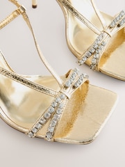 Gold Forever Comfort® Square Toe Jewel Detail Sling Back Sandal Shoes - Image 5 of 6