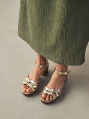 Gold Forever Comfort® Round Toe Low Strap Buckle Detail Platform Sandals - Image 2 of 10