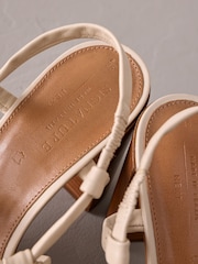 Hueso - Signature Premium Leather Square Toe Cage Slingback Block Heel Sandals - Imagen 4 de 7