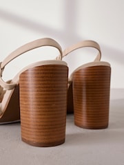 Hueso - Signature Premium Leather Square Toe Cage Slingback Block Heel Sandals - Imagen 5 de 7