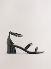 Black Standard/Wide Fit Forever Comfort® Square Toe Low Block Heel Multi Buckle Sandals - Image 2 of 5