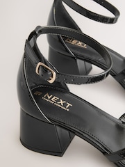 Black Standard/Wide Fit Forever Comfort® Square Toe Low Block Heel Multi Buckle Sandals - Image 3 of 5