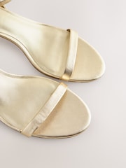 Gold Forever Comfort® Leather Round Toe Low Kitten Heel Simple Sandals - Image 8 of 9