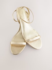 Gold Forever Comfort® Leather Round Toe Low Kitten Heel Simple Sandals - Image 9 of 9