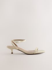 Snake Beige Forever Comfort® Leather Round Toe Low Kitten Heel Simple Sandals - Image 6 of 9