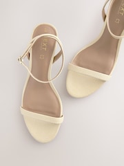 Snake Beige Forever Comfort® Leather Round Toe Low Kitten Heel Simple Sandals - Image 8 of 9