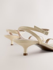Snake Beige Forever Comfort® Leather Round Toe Low Kitten Heel Simple Sandals - Image 9 of 9